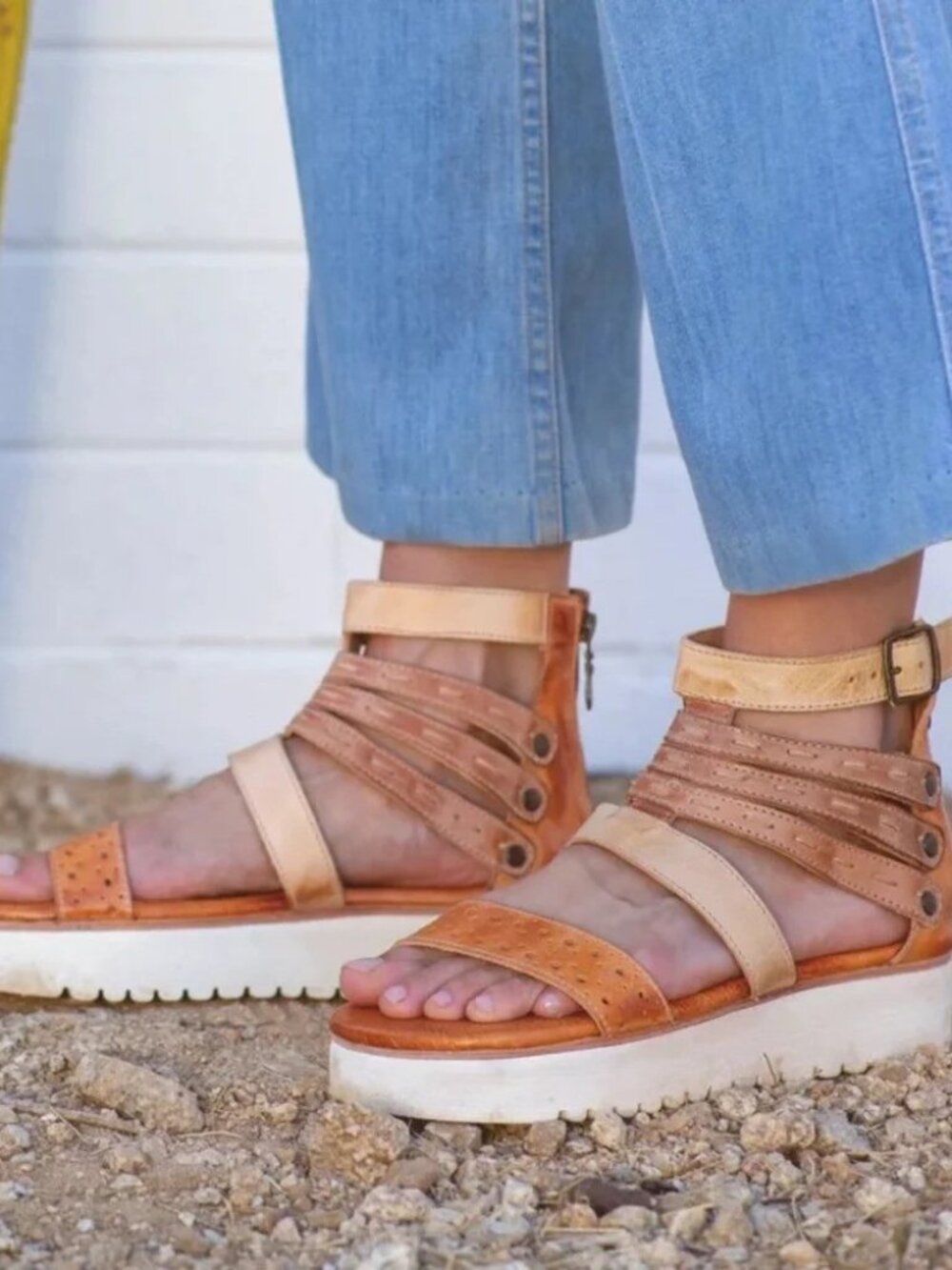 Bed|Stü Artemia Strappy Platform Sandals Women's Size 9 ~Tan Rustic~  New in Box